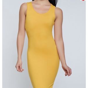Yellow Solid Midi Tank Dress